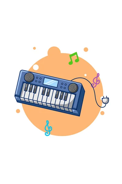 Toetsenbord Muziekinstrument Pictogram Cartoon Illustratie — Stockvector