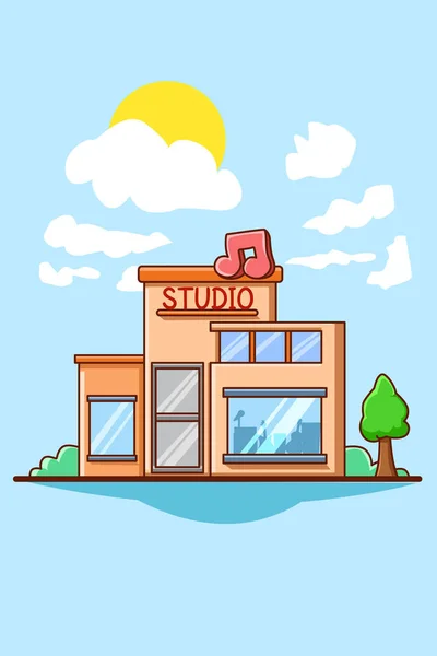 Studio Music Building Icon Cartoon Illustration — Stock Vector