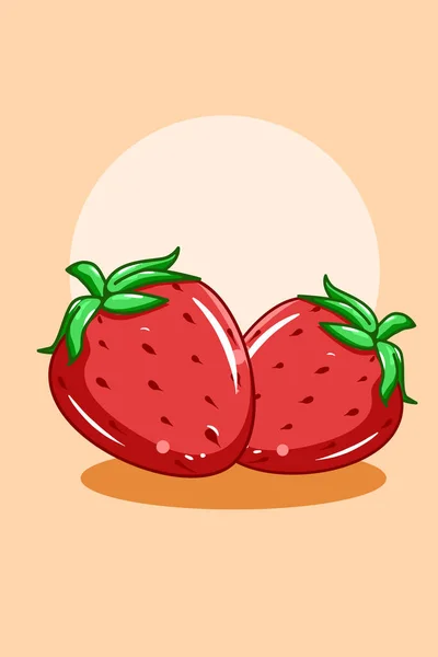 Γλυκό Εικονίδιο Φράουλες Εικονογράφηση — Διανυσματικό Αρχείο