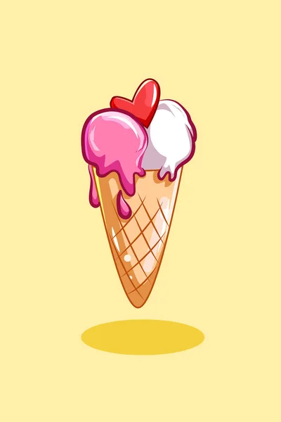 Tatlı Dondurma Ikonu Çizgi Film Çizimi — Stok Vektör