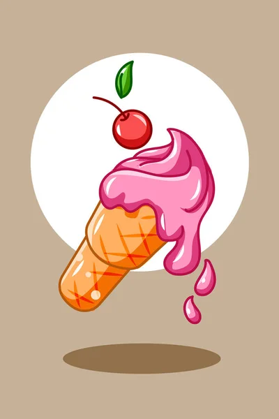 Γλυκό Παγωτό Εικονίδιο Lychee Εικονογράφηση Κινουμένων Σχεδίων — Διανυσματικό Αρχείο