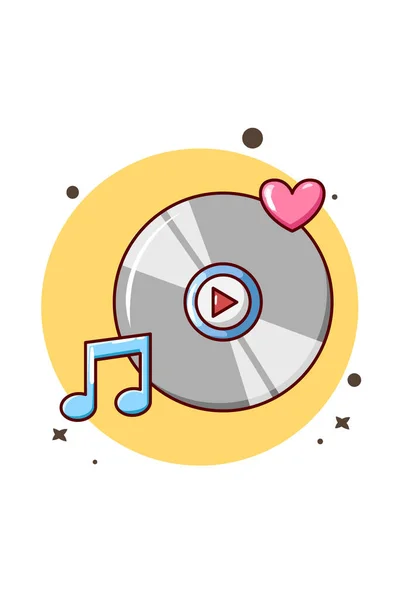 Cassette Love Icon Music Cartoon Illustration — Stock Vector