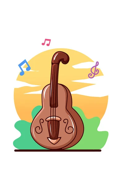 Violon Instrument Musique Dessin Animé Illustration — Image vectorielle
