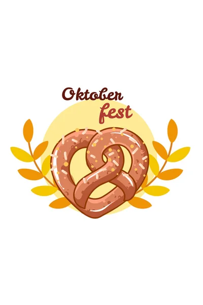 Słodki Precel Ilustracji Ikony Oktoberfest Kreskówki — Wektor stockowy