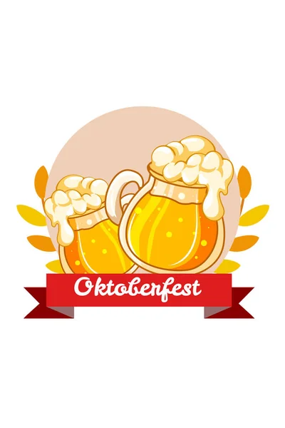 Bicchiere Soda Oktoberfest Icona Cartone Animato Illustrazione — Vettoriale Stock