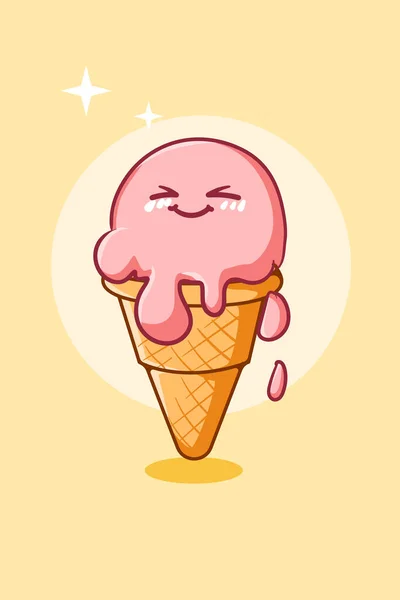 可爱的冰淇淋图标卡通画 — 图库矢量图片