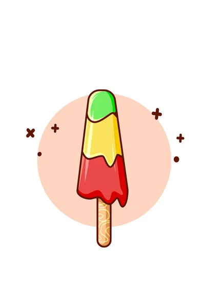 Γλυκό Πολύχρωμο Παγωτό Μπαστούνια Εικονογράφηση Κινουμένων Σχεδίων — Διανυσματικό Αρχείο