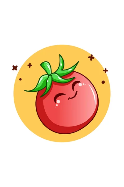 Cute Tomato Vegetables Cartoon Illustration — Stock Vector