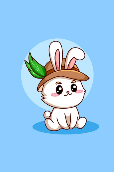 Cute Funny Rabbit Oktoberfest Cartoon Illustration — Stock Vector