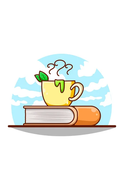 Livro Chá Verde Desenho Animado Ilustração — Vetor de Stock