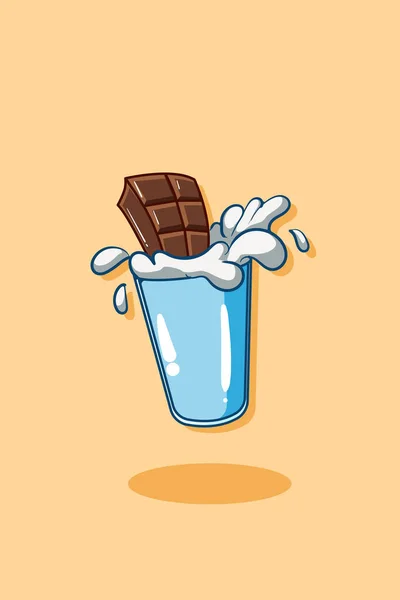 Latte Con Cartone Animato Cioccolato Illustrazione — Vettoriale Stock