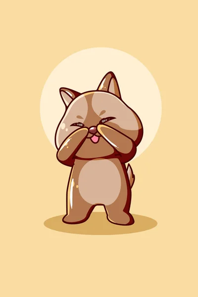 Niedliche Und Schüchterne Baby Hund Tier Cartoon Illustration — Stockvektor