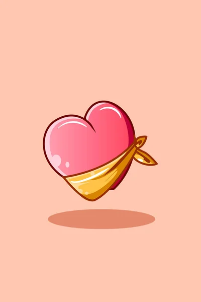 Coeur Mignon Avec Icône Écharpe Illustration Dessin Animé — Image vectorielle