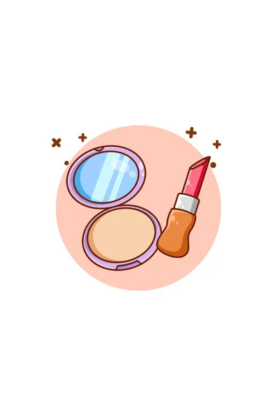 Powder Lipstick Icon Cartoon Illustration — Stock Vector