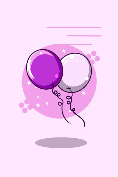 Cute Fioletowy Balon Ikona Ilustracja Kreskówki — Wektor stockowy