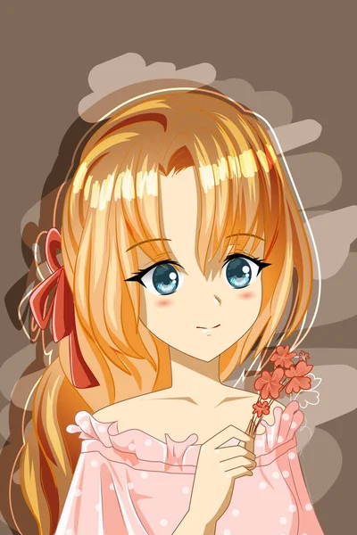 Hermosa Princesa Con Flores Diseño Personaje Dibujo Animado Ilustración — Vector de stock