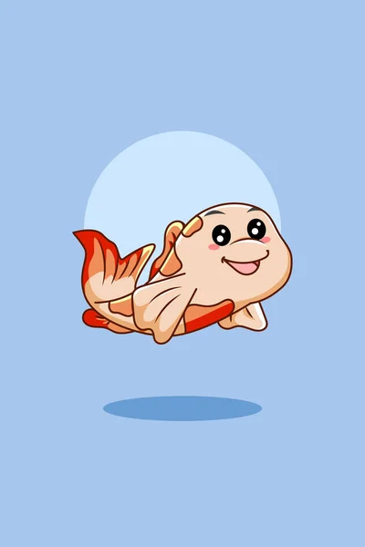 Cute Ryb Zwierząt Kreskówki Ilustracja — Wektor stockowy