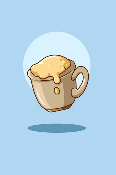 Γλυκό Εικονίδιο Καφέ Εικονογράφηση Κινουμένων Σχεδίων — Διανυσματικό Αρχείο