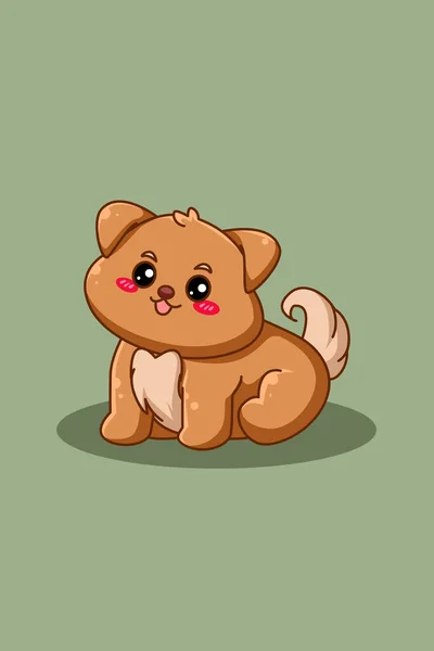Cute Szczęśliwy Pies Dzień Kreskówki Ilustracja — Wektor stockowy