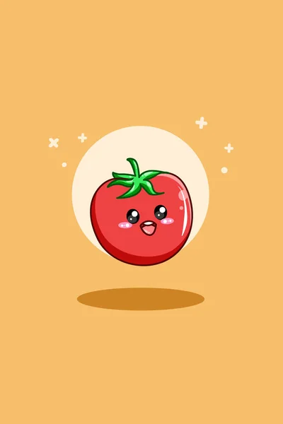 Söt Tomat Världen Vegetarisk Dag Tecknad Illustration — Stock vektor