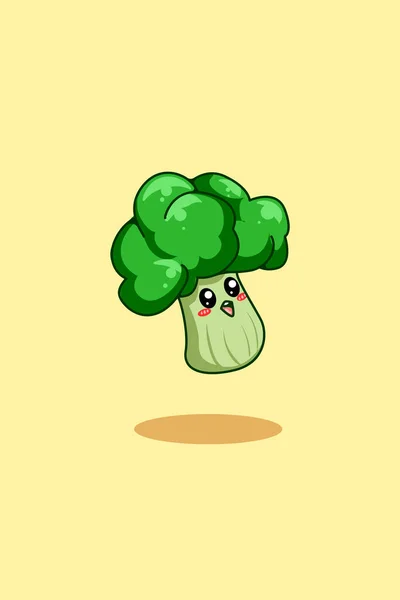 Söt Och Rolig Broccoli Tecknad Illustration — Stock vektor