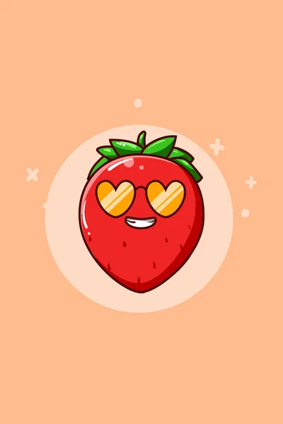 Ilustrasi Kartun Strawberry Yang Lucu Dan Lucu - Stok Vektor
