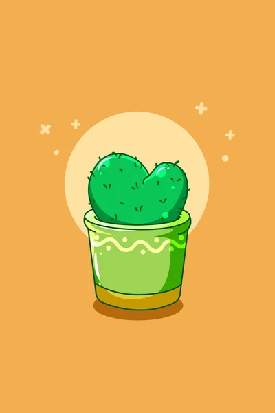 Leuke Cactus Plant Cartoon Illustratie — Stockvector