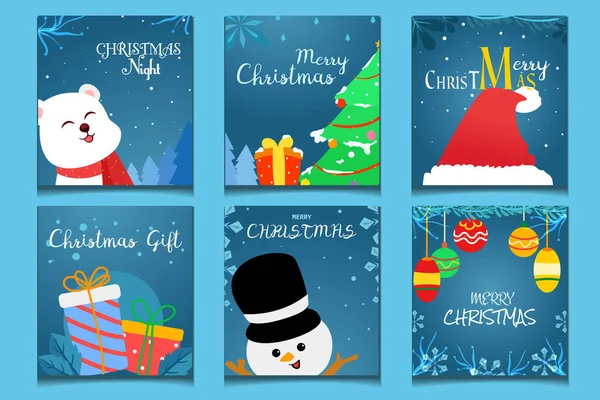 Hand Drawn Greeting Card Christmas Snowman — Stock Vector