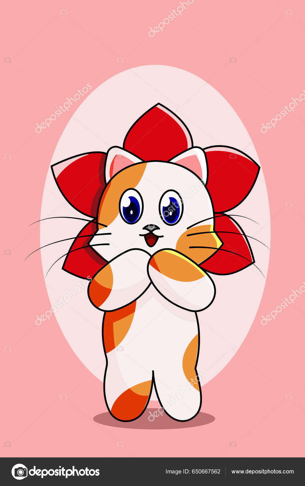 Kucing Lucu Dengan Gambar Kartun Bunga Hewan Vektor Stok oleh ©neves