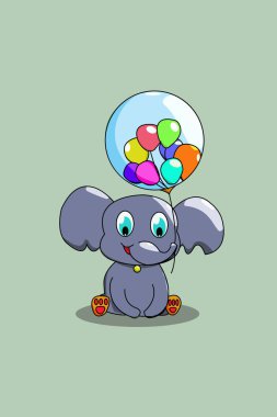 Balon karikatür resimli şirin bir fil.