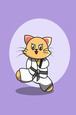 Şirin kedi nükteli spor hayvan çizgi filmi çizimi