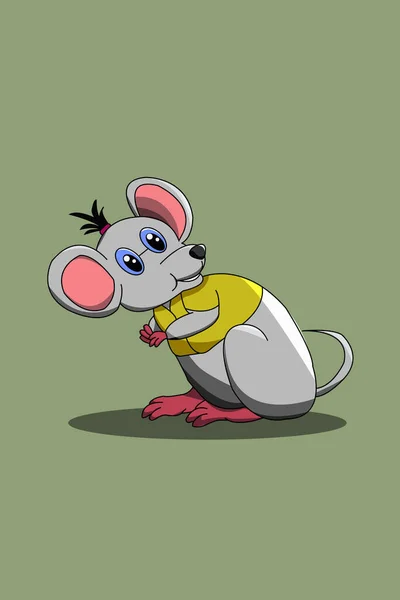 Cute Mouse Dengan Kacamata Kartun Ilustrasi - Stok Vektor