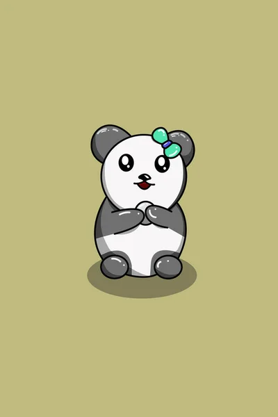Niedliche Glückliche Panda Cartoon Illustration — Stockvektor