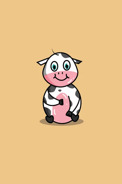 Cute Cow Animal Cartoon Illustration — Vector de stock
