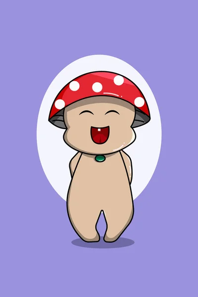 Cute Mushroom Baby Cartoon Illustration — Stock Vector