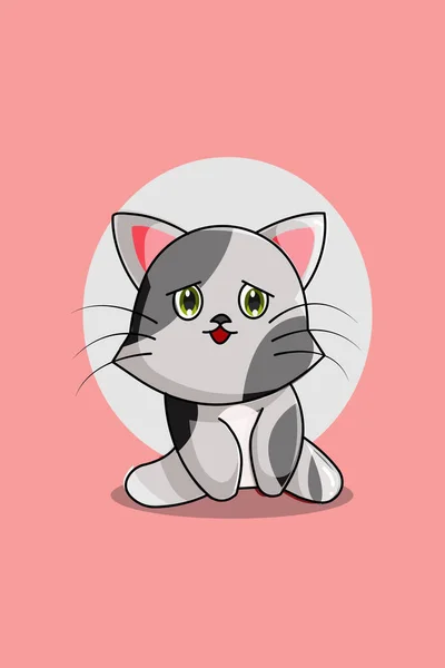 Cute Szczęśliwy Kot Zwierzę Kreskówka Ilustracja — Wektor stockowy