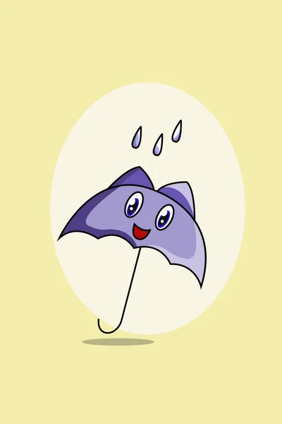 Söt Paraply Tecknad Illustration — Stock vektor