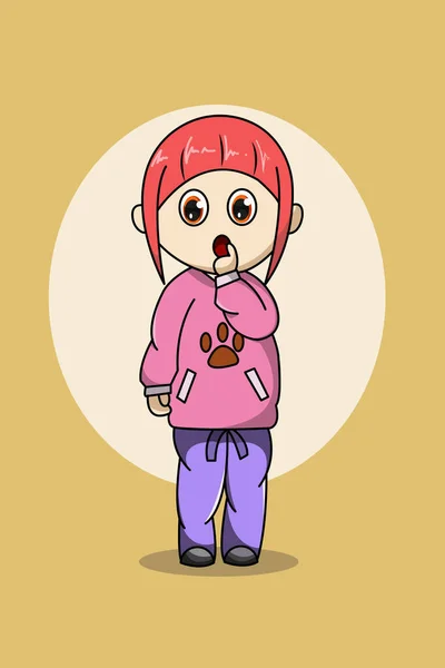 Schattig Meisje Cartoon Afbeelding — Stockvector