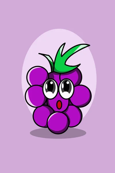 Leuke Druiven Cartoon Illustratie — Stockvector