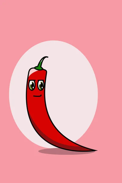 Cute Chili Cartoon Illustration — Stock Vector