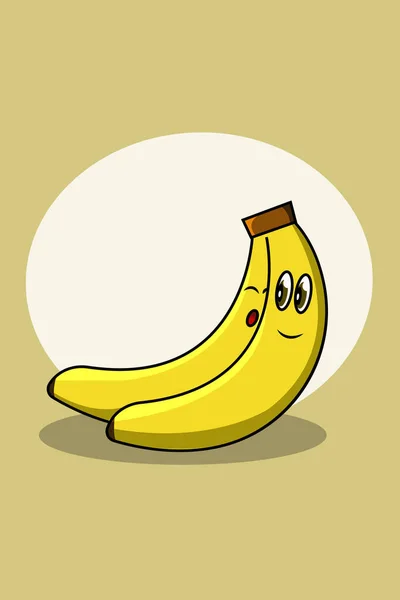 Roztomilý Banán Kreslené Ilustrace — Stockový vektor