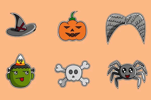 Icône Ensemble Illustration Halloween — Image vectorielle