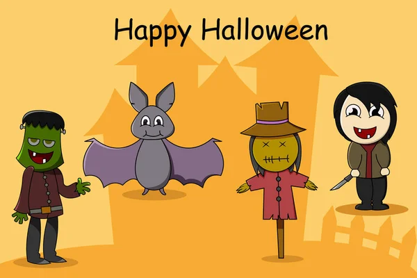 Jeu Caractères Illustration Halloween — Image vectorielle