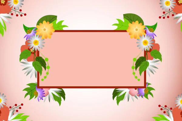 Flache Blume Mit Rosa Hintergrund Illustration — Stockvektor