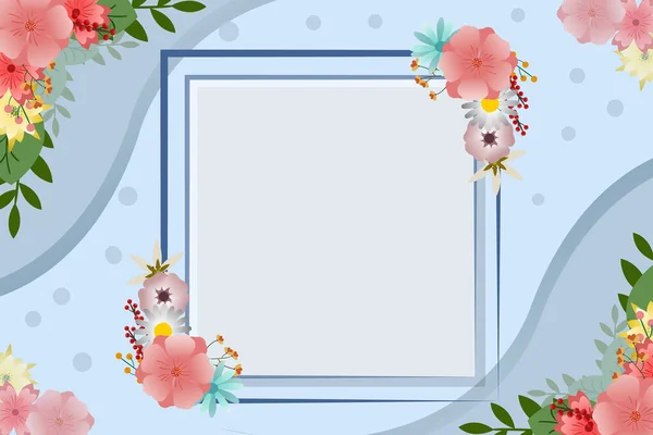 平面美丽的蓝色背景花卉设计 — 图库矢量图片