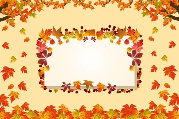 Flat Beautiful Autumn Background Design — Stock Vector