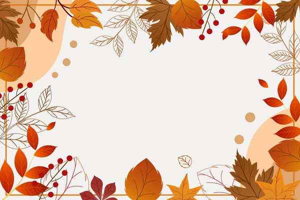 Flat Background Blooming Autumn Design — Stock Vector