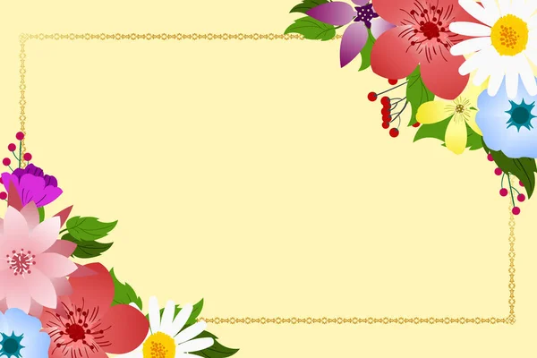 Επίπεδη Χαριτωμένη Floral Σχεδιασμό — Διανυσματικό Αρχείο