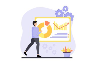 Pazarlama İşletmeleri Düz Tasarım İllüstrasyonu