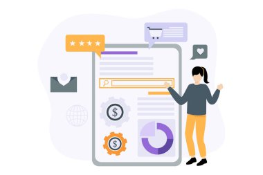 Pazarlama İşletmeleri Düz Tasarım İllüstrasyonu